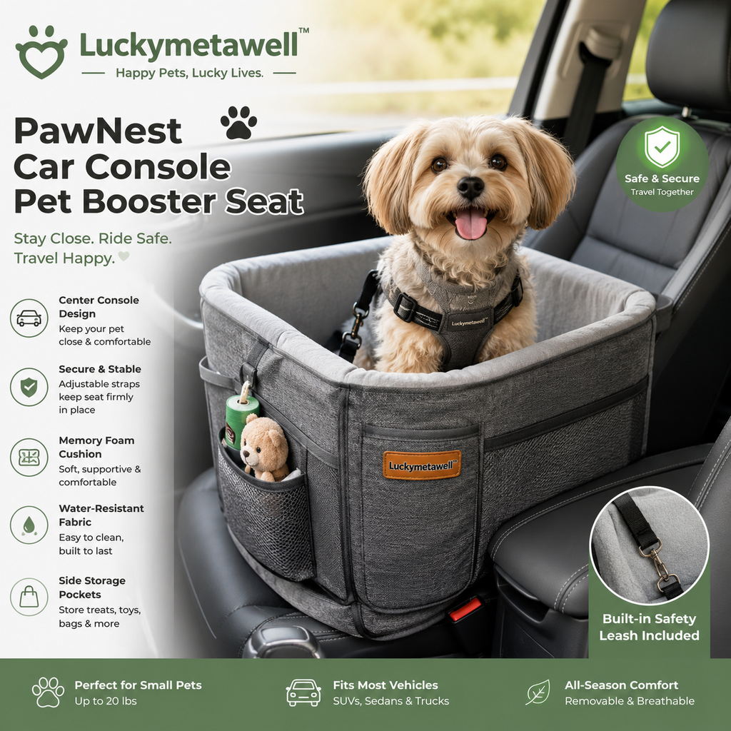 Luckymetawell™ PawNest Car Console Pet Booster Seat