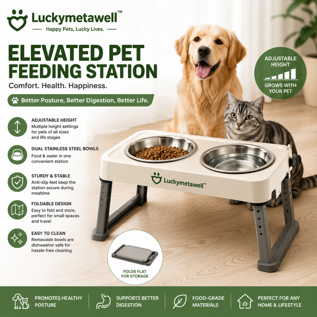 Luckymetawell™ Elevated Pet Feeding Station