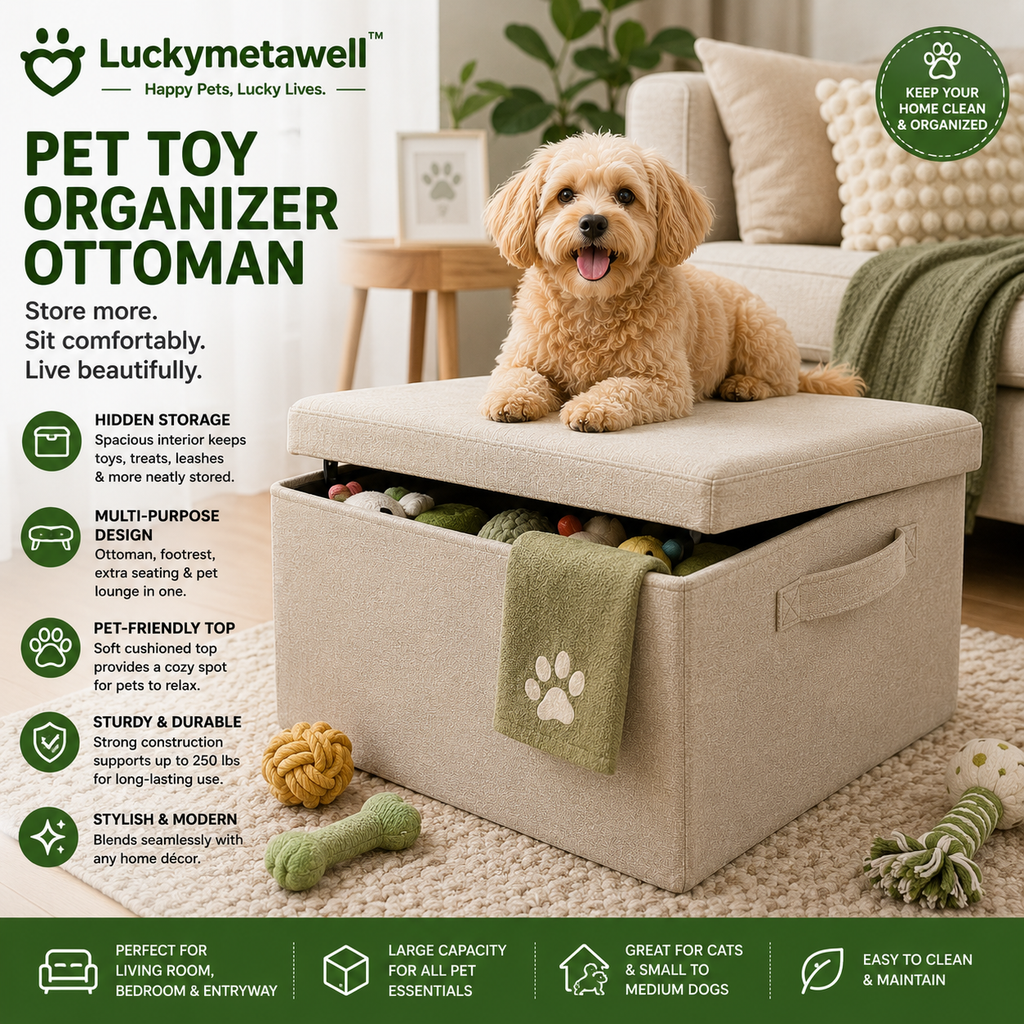 Luckymetawell™ Pet Toy Organizer Ottoman