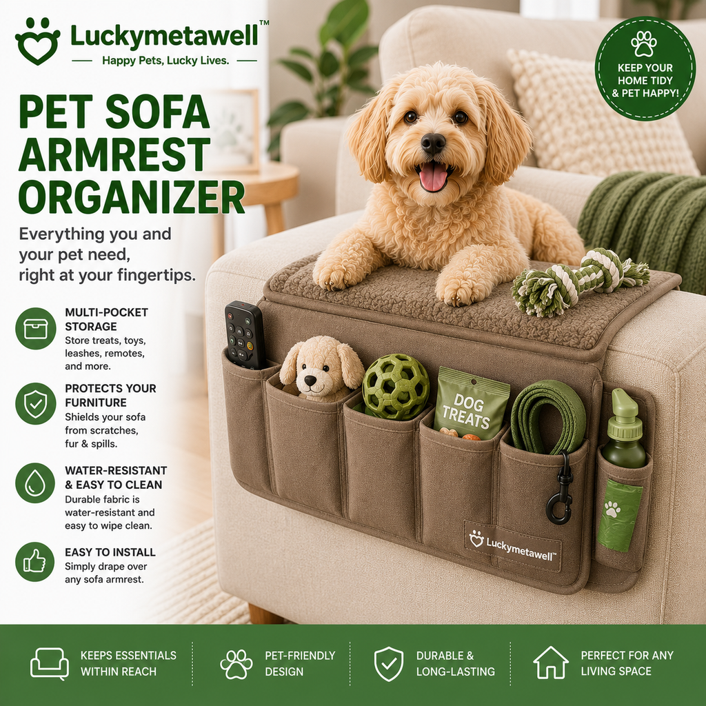 Luckymetawell™ Pet Sofa Armrest Organizer